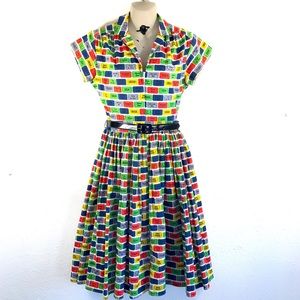 Bernie Dexter Kelly Dress Ticket to Ride M Retro
